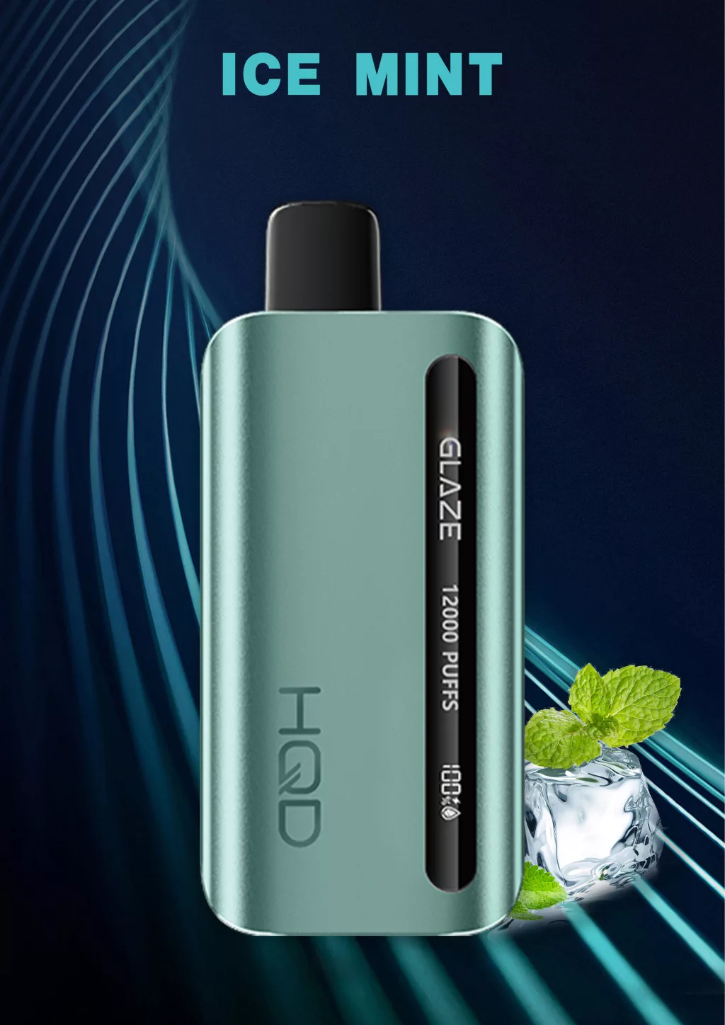 HQD Glaze 12000 - Ice Mint Rechargeable Disposable Vape, 5% Nicotine